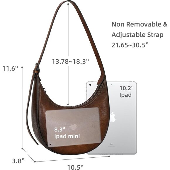 Leather Crossbody Bag Women Hobo Purse Lightweight Designer Shoulder Stylish Cre - Picture 3 of 7